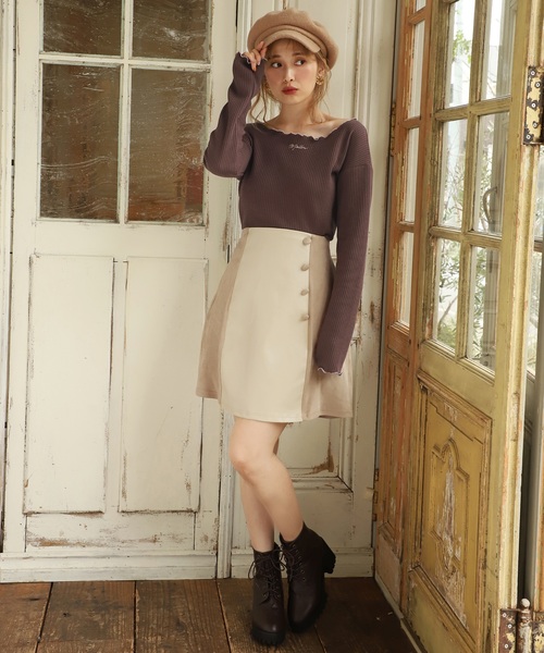 one after another NICE CLAUP（ワンアフターアナザーナイスクラップ）の「ワッフルトップス（Tシャツ/カットソー・レディース・ブラウン/オフホワイト/ラベンダー/ブラック系その他/ピンク/ベージュ・FREE）」の13枚目の写真