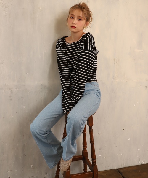 one after another NICE CLAUP（ワンアフターアナザーナイスクラップ）の「ワッフルトップス（Tシャツ/カットソー・レディース・ブラウン/オフホワイト/ラベンダー/ブラック系その他/ピンク/ベージュ・FREE）」の19枚目の写真