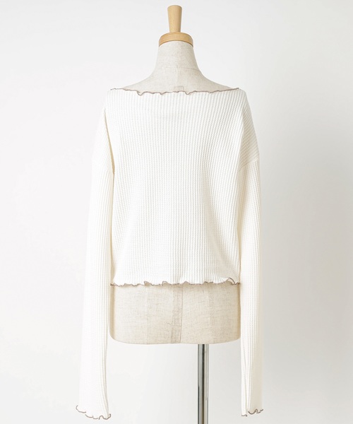 one after another NICE CLAUP（ワンアフターアナザーナイスクラップ）の「ワッフルトップス（Tシャツ/カットソー・レディース・ブラウン/オフホワイト/ラベンダー/ブラック系その他/ピンク/ベージュ・FREE）」の17枚目の写真