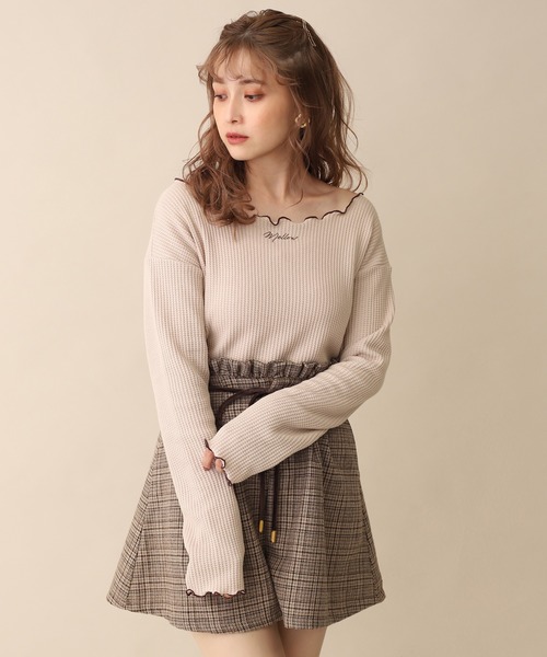 one after another NICE CLAUP - seemi Tシャツ 白×ゴールド・ベージュ×ゴールド one after another NICE CLAUP（ワンアフターアナザーナイ