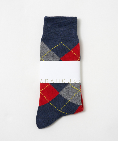 ABAHOUSE（アバハウス）の「アーガイルソックス（ソックス/靴下・メンズ・ホワイト/ネイビー/ワイン・フリー）」の4枚目の写真