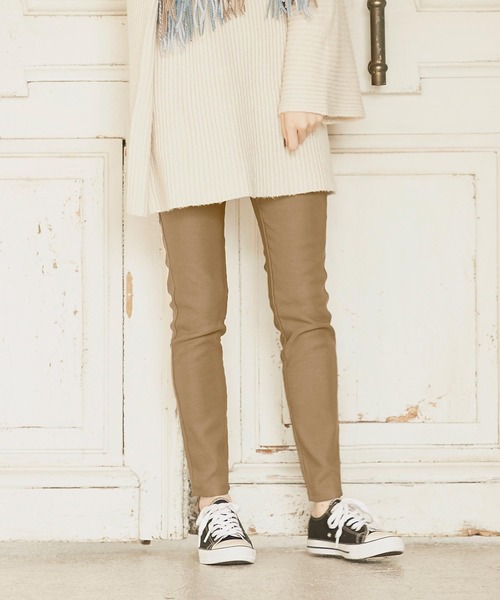 KOBE LETTUCE（コウベレタス）の「あったか裏起毛ボンディングスキニーレギンスパンツ（その他パンツ・レディース・チャコールグレー/ブラック/ネイビー/ブラウン/カーキ/アイボリー/グレイッシュベージュ/ホワイト系/モカ/グレー・S/M/L/TL/TM/TS）」の8枚目の写真