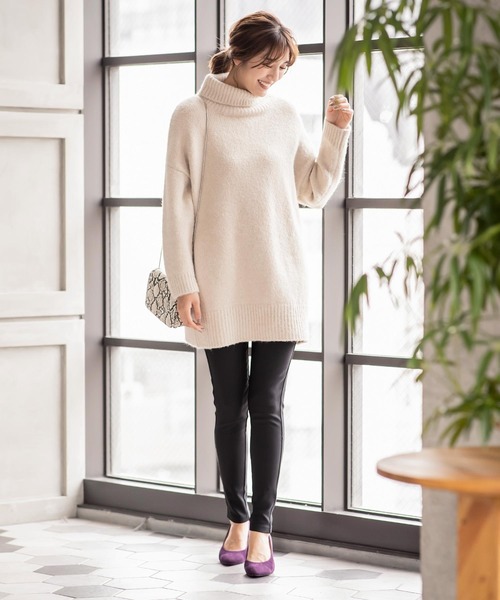 KOBE LETTUCE（コウベレタス）の「あったか裏起毛ボンディングスキニーレギンスパンツ（その他パンツ・レディース・チャコールグレー/ブラック/ネイビー/ブラウン/カーキ/アイボリー/グレイッシュベージュ/ホワイト系/モカ/グレー・S/M/L/TL/TM/TS）」の16枚目の写真