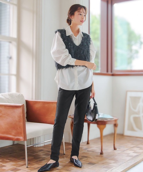 KOBE LETTUCE（コウベレタス）の「あったか裏起毛ボンディングスキニーレギンスパンツ（その他パンツ・レディース・チャコールグレー/ブラック/ネイビー/ブラウン/カーキ/アイボリー/グレイッシュベージュ/ホワイト系/モカ/グレー・S/M/L/TL/TM/TS）」の18枚目の写真