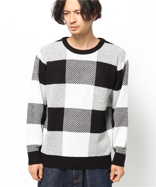 WEGO（ウィゴー）の「WEGO/ジャガードチェックニット（ニット/セーター・メンズ・ホワイト/レッド・LARGE/MEDIUM）」の8枚目の写真