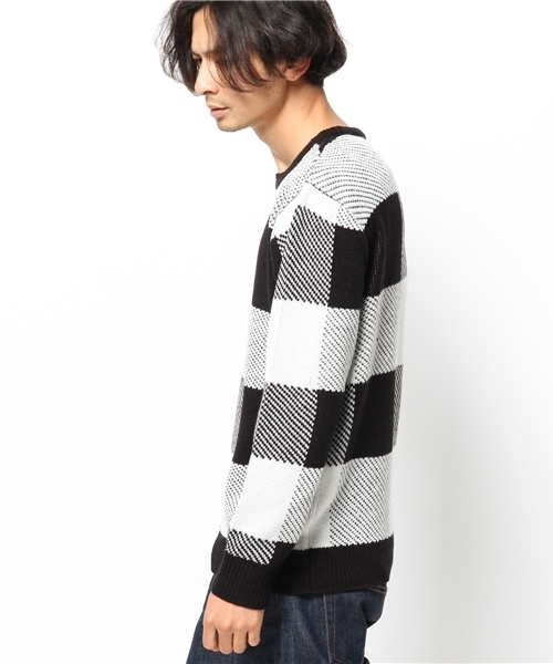 WEGO（ウィゴー）の「WEGO/ジャガードチェックニット（ニット/セーター・メンズ・ホワイト/レッド・LARGE/MEDIUM）」の9枚目の写真