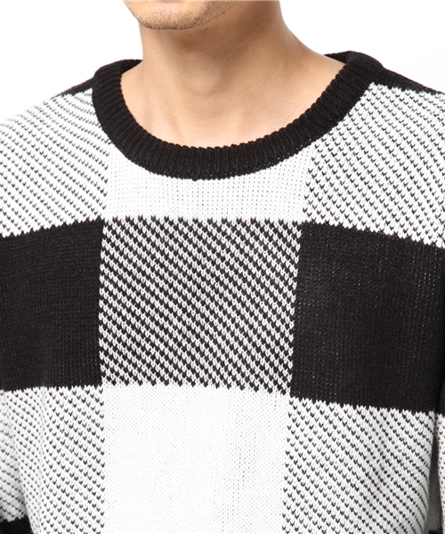 WEGO（ウィゴー）の「WEGO/ジャガードチェックニット（ニット/セーター・メンズ・ホワイト/レッド・LARGE/MEDIUM）」の4枚目の写真