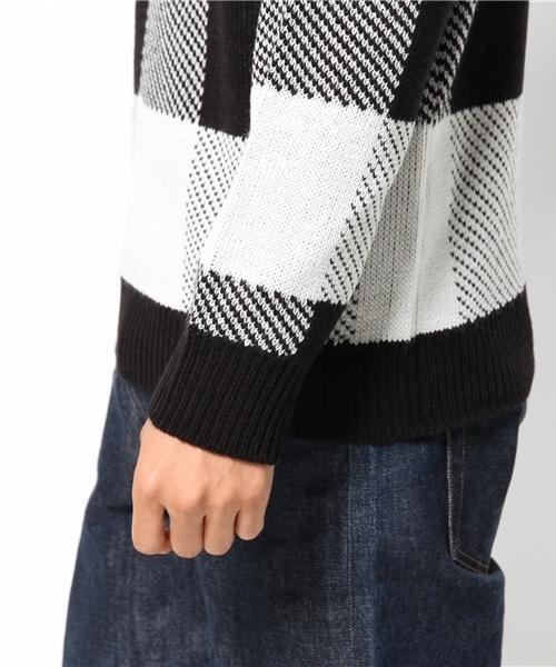 WEGO（ウィゴー）の「WEGO/ジャガードチェックニット（ニット/セーター・メンズ・ホワイト/レッド・LARGE/MEDIUM）」の5枚目の写真