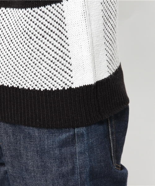 WEGO（ウィゴー）の「WEGO/ジャガードチェックニット（ニット/セーター・メンズ・ホワイト/レッド・LARGE/MEDIUM）」の6枚目の写真