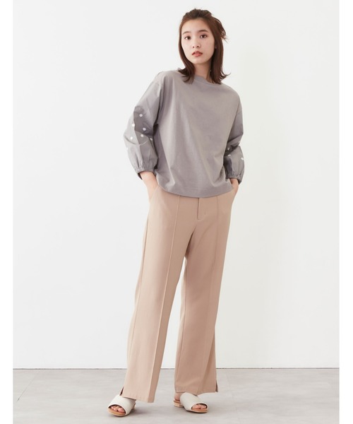 POU DOU DOU(プードゥドゥ)の「ドット刺繍スリーブトップス(Tシャツ/カットソー・レディース・ライトグレー/ネイビー/アイボリー・3)」の4枚目の写真