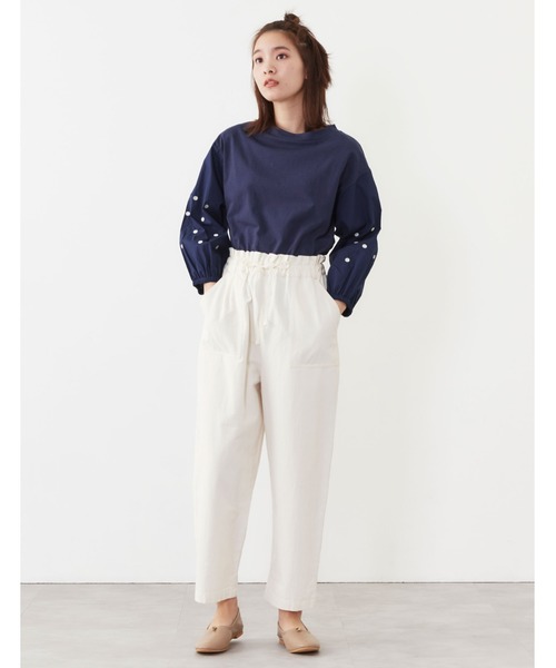 POU DOU DOU(プードゥドゥ)の「ドット刺繍スリーブトップス(Tシャツ/カットソー・レディース・ライトグレー/ネイビー/アイボリー・3)」の14枚目の写真