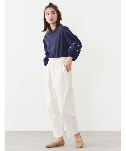 POU DOU DOU(プードゥドゥ)の「ドット刺繍スリーブトップス(Tシャツ/カットソー・レディース・ライトグレー/ネイビー/アイボリー・3)」の15枚目の写真