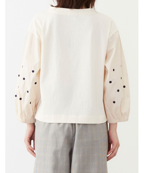 POU DOU DOU(プードゥドゥ)の「ドット刺繍スリーブトップス(Tシャツ/カットソー・レディース・ライトグレー/ネイビー/アイボリー・3)」の21枚目の写真