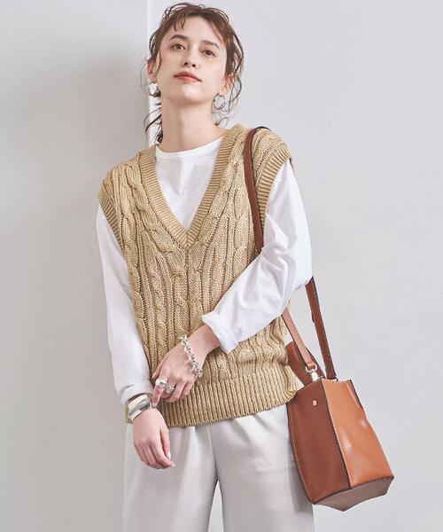 UNITED ARROWS ケーブル Vネック ベスト　定価17,600円 UNITED ARROWS（ユナイテッドアローズ）の「UWSC ケーブル Vネック