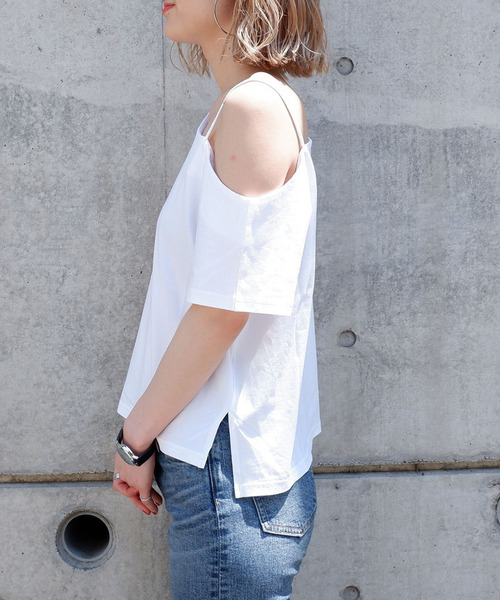 SPIRALGIRL(スパイラルガール)の「ワンショルダーシルケットトップス(Tシャツ/カットソー・レディース・ブラック/オフホワイト/オレンジ・FREE)」の10枚目の写真