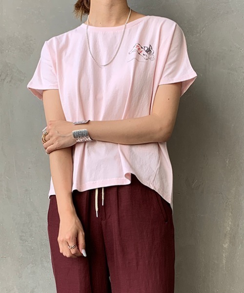 The Endless Summer（エンドレスサマー）の「[THE ENDLESS SUMMER/エンドレスサマー] 別注 BUHI Tシャツ（Tシャツ/カットソー・レディース・ホワイト/ベージュ/サックスブルー/ピンク/ライトパープル・XS）」の5枚目の写真