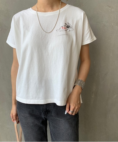 The Endless Summer（エンドレスサマー）の「[THE ENDLESS SUMMER/エンドレスサマー] 別注 BUHI Tシャツ（Tシャツ/カットソー・レディース・ホワイト/ベージュ/サックスブルー/ピンク/ライトパープル・XS）」の22枚目の写真