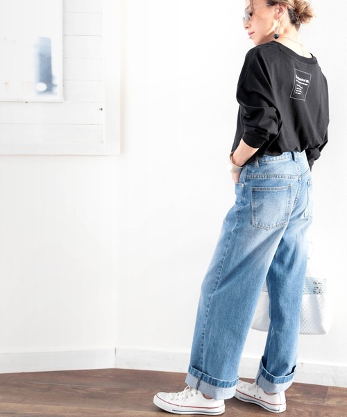 classicalelf（クラシカルエルフ）の「スリットで抜け感を、バックプリント無地ロング丈カットソー（Tシャツ/カットソー・レディース・ホワイト/ブラック/ベージュ/モカ/ブラウン系その他/グリーン系その他・MEDIUM/X-LARGE）」の13枚目の写真