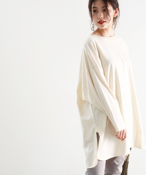 classicalelf（クラシカルエルフ）の「スリットで抜け感を、バックプリント無地ロング丈カットソー（Tシャツ/カットソー・レディース・ホワイト/ブラック/ベージュ/モカ/ブラウン系その他/グリーン系その他・MEDIUM/X-LARGE）」の22枚目の写真