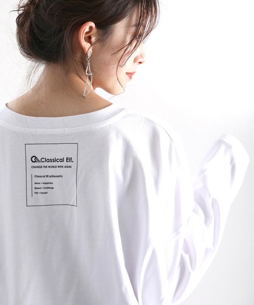classicalelf（クラシカルエルフ）の「スリットで抜け感を、バックプリント無地ロング丈カットソー（Tシャツ/カットソー・レディース・ホワイト/ブラック/ベージュ/モカ/ブラウン系その他/グリーン系その他・MEDIUM/X-LARGE）」の19枚目の写真