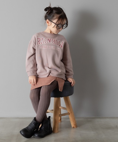 MAKE YOUR DAY（メイクユアデイ）の「ビンテージアメロゴ裏毛トレーナー■80～140cm（スウェット・キッズ・パープル/ブルー/キャメル・90/100/110/120/80/130/140）」の4枚目の写真