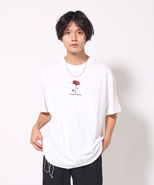 WESTBOY(ウエストボーイ)の「【NEVEREVERBAD】RED ROSE EMBROIDERED T-SHIRT(Tシャツ/カットソー・メンズ・ホワイト/ブラック・M/L/XL)」の10枚目の写真