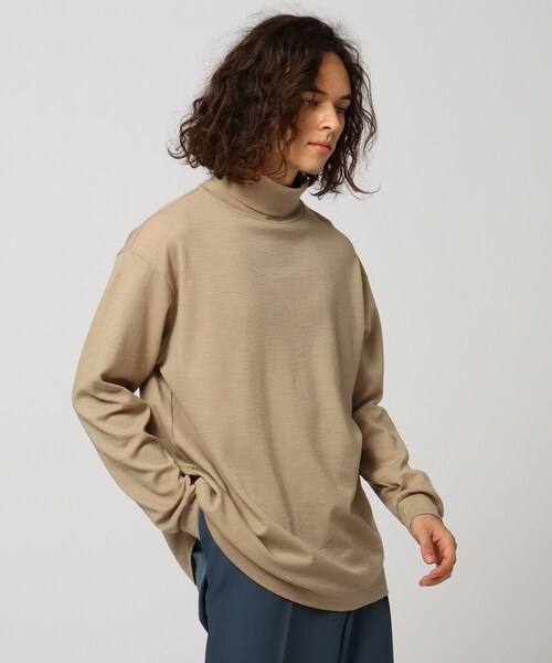 tk.TAKEO KIKUCHI（ティーケータケオキクチ）の「【S～3L】ミラノリブタートルネックニットソー（ユニセックスアイテム）（Tシャツ/カットソー・レディース・ブラック/ダークグリーン/ベージュ/ブラウン系/ピンク系/オフホワイト/ダークブラウン/ライトグレー/グリーン/ライトブルー/ダークグレー/グレー系・01/02/03/04/05）」の8枚目の写真