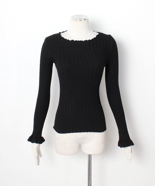 Primazel（プリマゼル）の「長袖メロウニットソー（Tシャツ/カットソー・レディース・ブラック/ベージュ/ホワイト・ONE SIZE）」の14枚目の写真