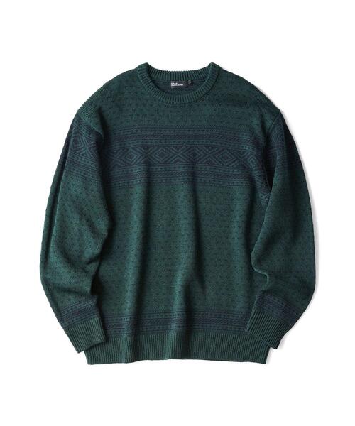 CRAFT STANDARD BOUTIQUE（クラフトスタンダードブティック）の「ジャガードニットプルオーバー＊（ニット/セーター・メンズ・ダークグリーン/アイボリー・LL/M/L）」の2枚目の写真