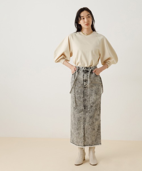 ADAM ET ROPE'（アダムエロペ）の「ラウンドスリーブプルオーバー（ニット/セーター・レディース・ブラック/ホワイト系その他/ベージュ系その他・FREE）」の4枚目の写真