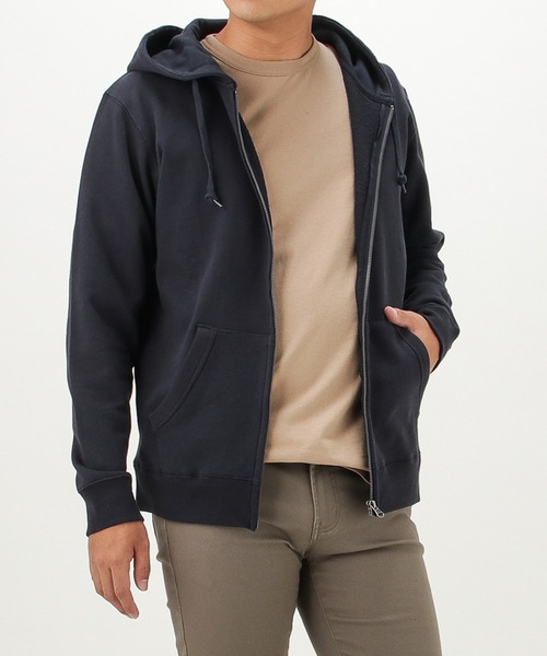 NAVY(ネイビー)の「コットン裏毛ジップパーカー(パーカー・メンズ・ホワイト/ピンク/ブルーグリーン/ネイビー/カーキ/ブラック/ベージュ/レッド/グレー/ブルー・M/XL/L)」の6枚目の写真