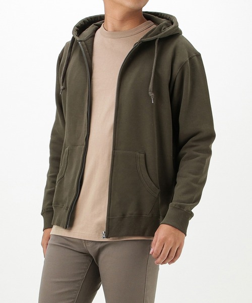 NAVY(ネイビー)の「コットン裏毛ジップパーカー(パーカー・メンズ・ホワイト/ピンク/ブルーグリーン/ネイビー/カーキ/ブラック/ベージュ/レッド/グレー/ブルー・M/XL/L)」の5枚目の写真