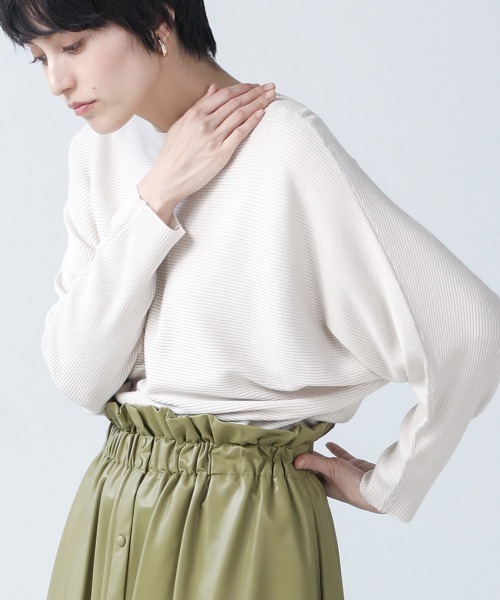 Bou Jeloud（ブージュルード）の「リブドルマンニットプルオーバー【手洗い可能】（ニット/セーター・レディース・ライトグレー/ベージュ/ネイビー/ミント・FREE）」の3枚目の写真