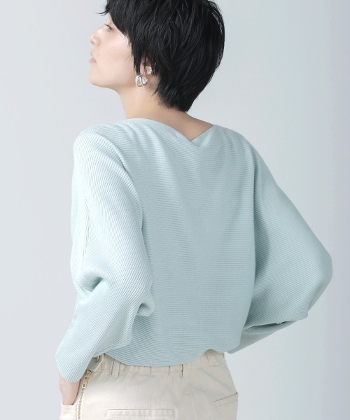 Bou Jeloud（ブージュルード）の「リブドルマンニットプルオーバー【手洗い可能】（ニット/セーター・レディース・ライトグレー/ベージュ/ネイビー/ミント・FREE）」の4枚目の写真