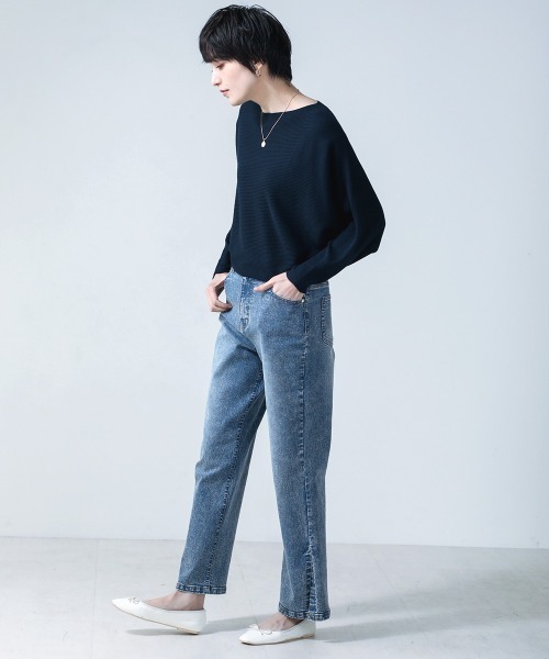 Bou Jeloud（ブージュルード）の「リブドルマンニットプルオーバー【手洗い可能】（ニット/セーター・レディース・ライトグレー/ベージュ/ネイビー/ミント・FREE）」の8枚目の写真