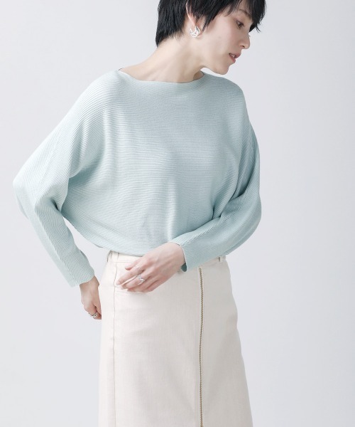 Bou Jeloud（ブージュルード）の「リブドルマンニットプルオーバー【手洗い可能】（ニット/セーター・レディース・ライトグレー/ベージュ/ネイビー/ミント・FREE）」の5枚目の写真