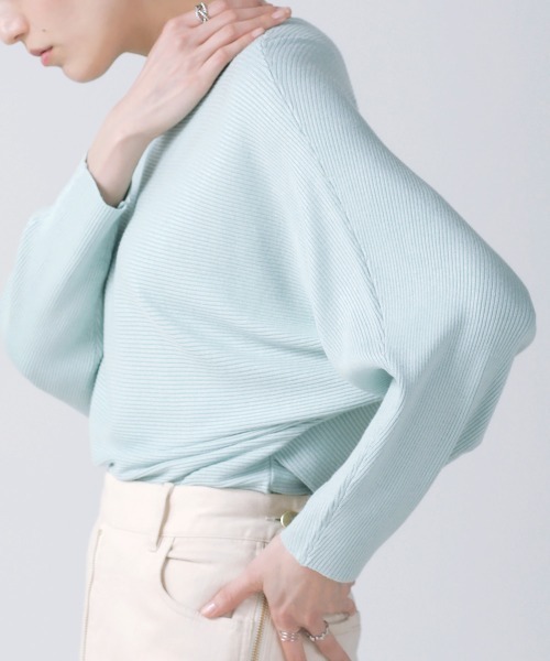 Bou Jeloud（ブージュルード）の「リブドルマンニットプルオーバー【手洗い可能】（ニット/セーター・レディース・ライトグレー/ベージュ/ネイビー/ミント・FREE）」の12枚目の写真