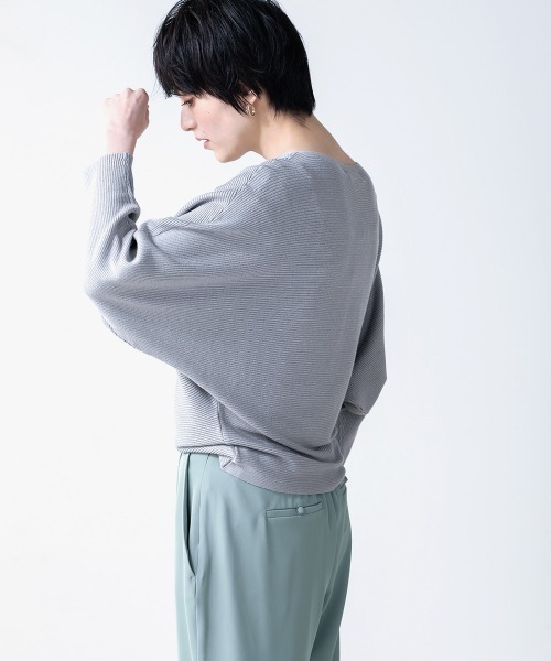 Bou Jeloud（ブージュルード）の「リブドルマンニットプルオーバー【手洗い可能】（ニット/セーター・レディース・ライトグレー/ベージュ/ネイビー/ミント・FREE）」の6枚目の写真