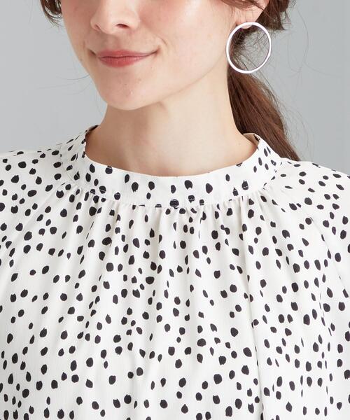 green label relaxing（グリーンレーベルリラクシング）の「FFC ドット スタンドネック ブラウス（シャツ/ブラウス・レディース・ブラック/オフホワイト・FREE）」の14枚目の写真