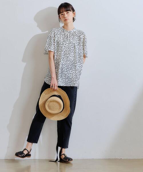 green label relaxing（グリーンレーベルリラクシング）の「FFC ドット スタンドネック ブラウス（シャツ/ブラウス・レディース・ブラック/オフホワイト・FREE）」の19枚目の写真