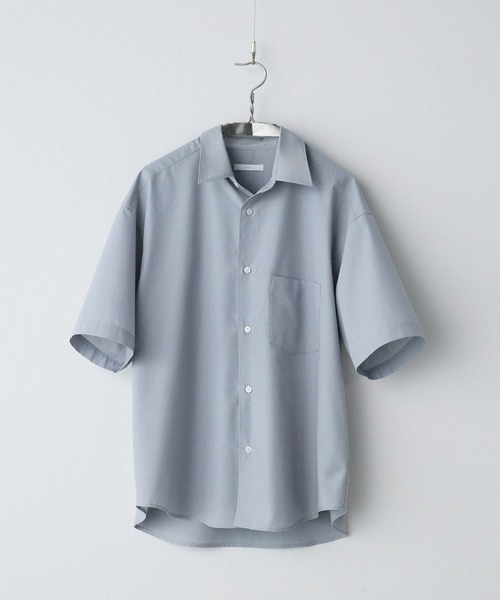 WYM LIDNM(ウィム バイ リドム)の「NEW BASIC MICRO SPAN BOX H/S SHIRT(シャツ/ブラウス・メンズ・ベージュ/ブラウン/グリーン系その他/ブルー系その他/チャコール/ダークブラウン/ブラウン系/サックスブルー/グリーン系/オフホワイト/グレイッシュブルー・S/M/L)」の16枚目の写真