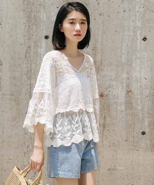 yuue' ( wear )（ユーイ）の「シースルーブラウス（シャツ/ブラウス・レディース・ホワイト・FREE）」の4枚目の写真