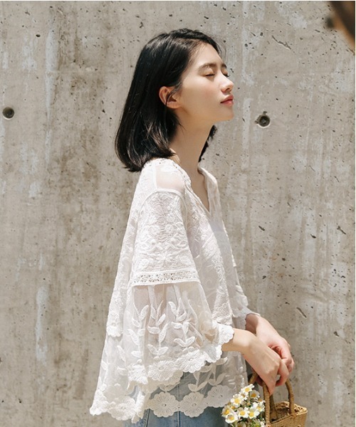 yuue' ( wear )（ユーイ）の「シースルーブラウス（シャツ/ブラウス・レディース・ホワイト・FREE）」の9枚目の写真