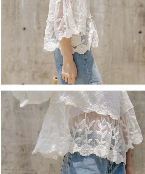 yuue' ( wear )（ユーイ）の「シースルーブラウス（シャツ/ブラウス・レディース・ホワイト・FREE）」の3枚目の写真