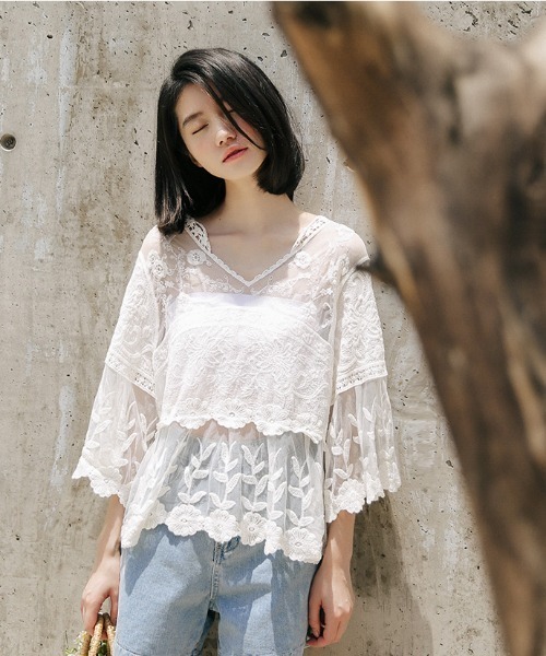 yuue' ( wear )（ユーイ）の「シースルーブラウス（シャツ/ブラウス・レディース・ホワイト・FREE）」の5枚目の写真