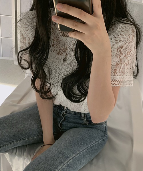 Girly Doll（ガーリードール）の「総レース半袖ブラウス（シャツ/ブラウス・レディース・ホワイト/ブラック/ベージュ/ピンク・FREE）」の11枚目の写真