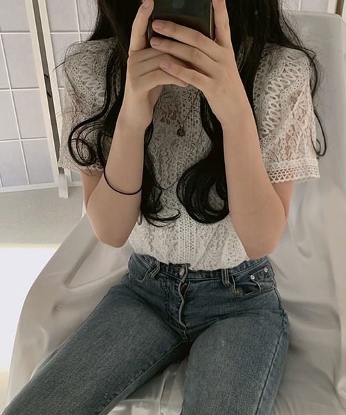 Girly Doll（ガーリードール）の「総レース半袖ブラウス（シャツ/ブラウス・レディース・ホワイト/ブラック/ベージュ/ピンク・FREE）」の15枚目の写真