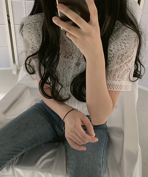 Girly Doll（ガーリードール）の「総レース半袖ブラウス（シャツ/ブラウス・レディース・ホワイト/ブラック/ベージュ/ピンク・FREE）」の7枚目の写真