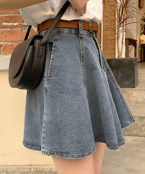 DAY CLOSET（デイ クローゼット）の「レディース ハイウエストフレアデニムミニスカート [大きいサイズあり]（デニムスカート・レディース・ブラック/ライトブルー・S/M/L/XL）」の13枚目の写真