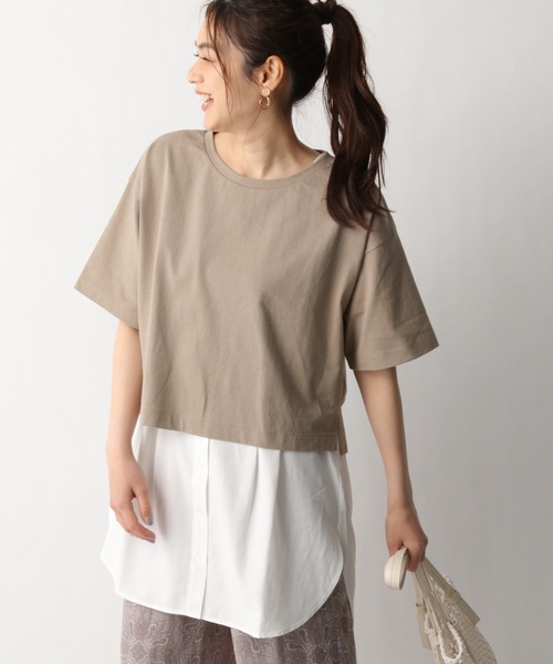 GLOBAL WORK（グローバルワーク）の「2SETレイヤードT半袖/942533（Tシャツ/カットソー・レディース・ブラック/ブラウン/アイボリー・FREE）」の3枚目の写真
